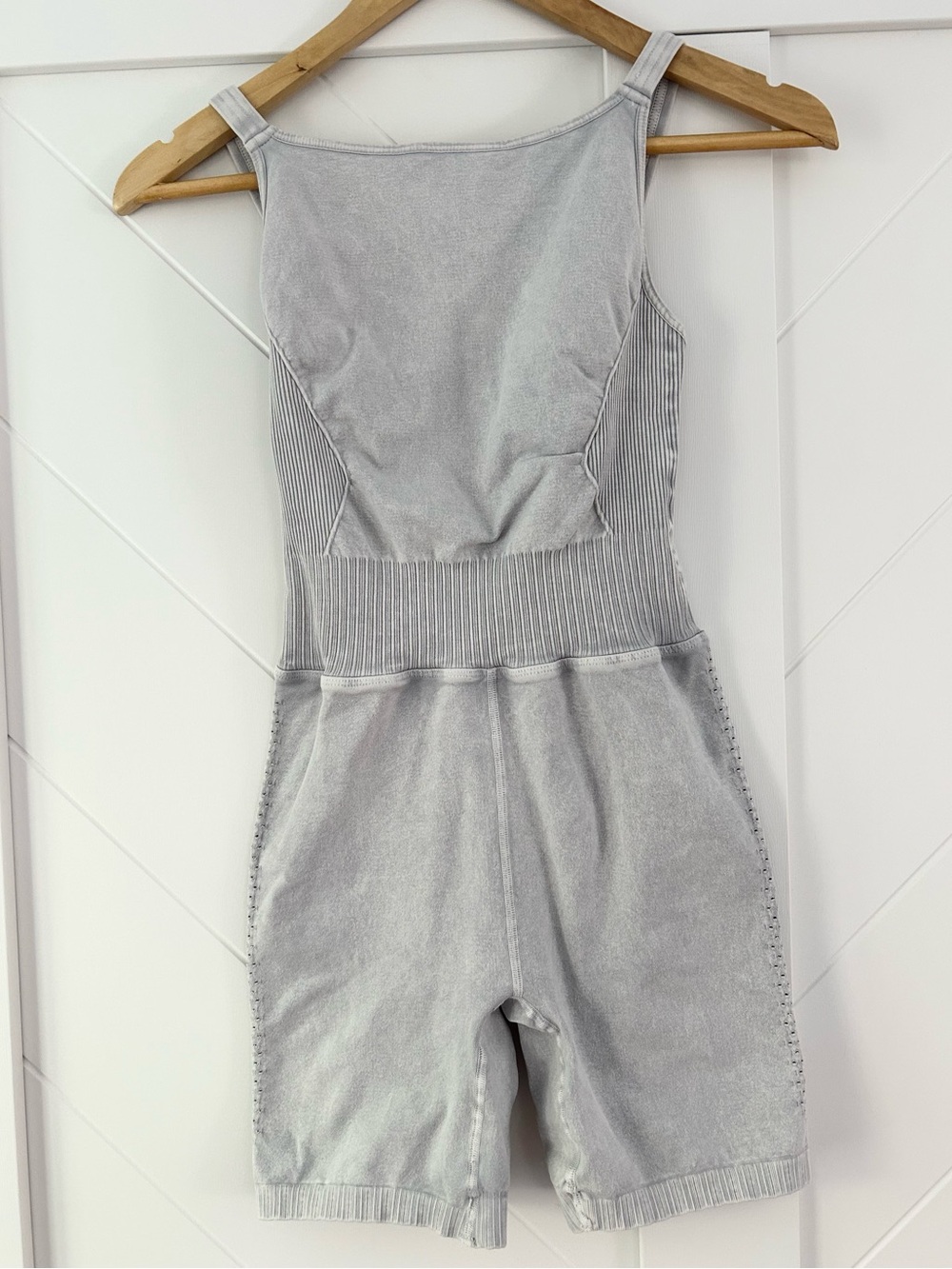 Free People Movement Ribbed Romper Gray Biker Shorts Athleisure Fall Boho